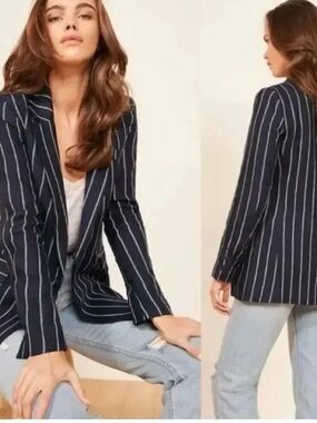 Reformation Striped Verano Double Breasted Blazer